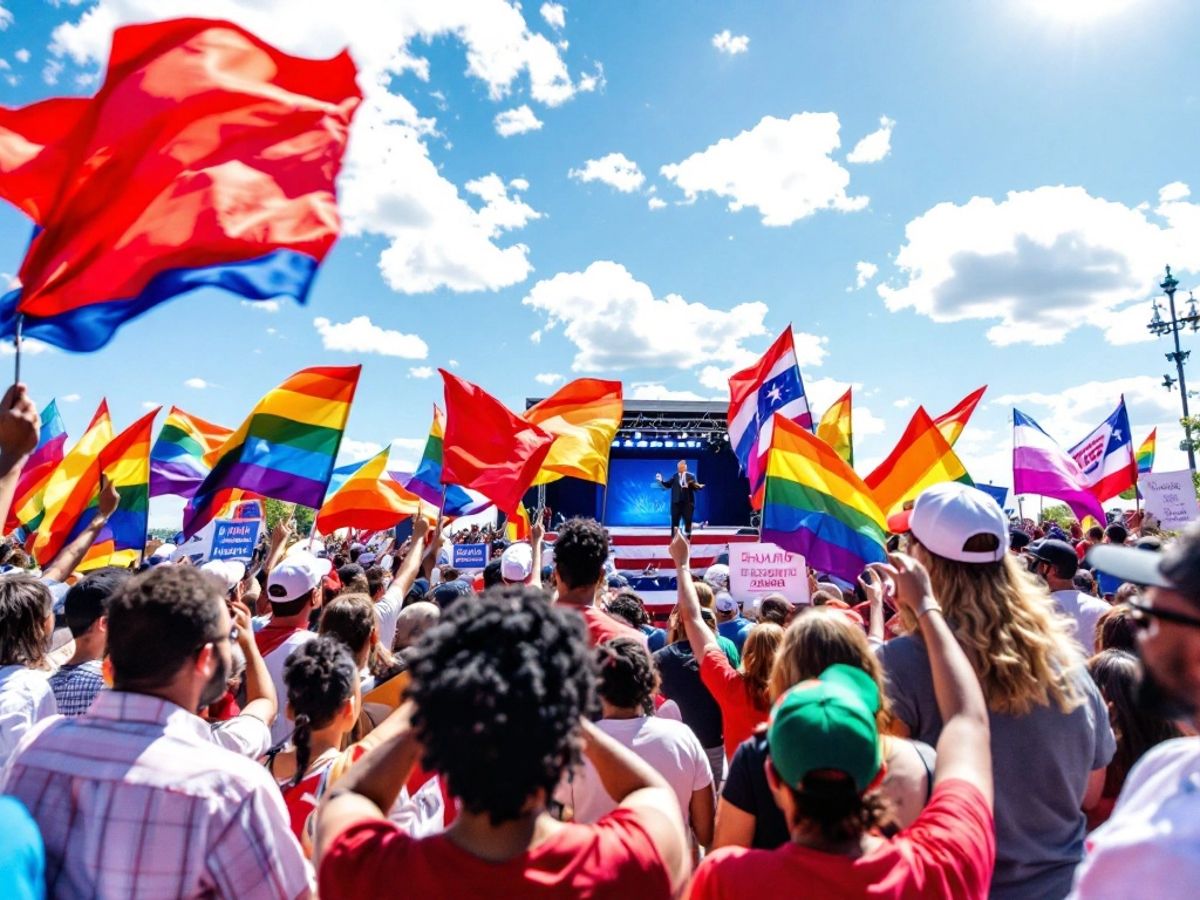 Crowd at a political rally in Atlanta.