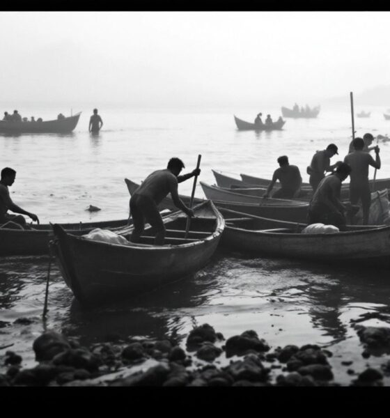 Vietnamese smugglers preparing boats for Channel crossing.