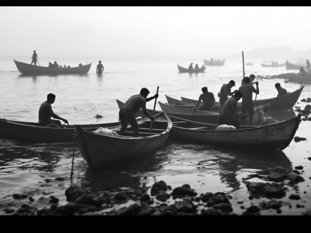 Vietnamese smugglers preparing boats for Channel crossing.