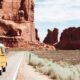 yellow Volkswagen van on road