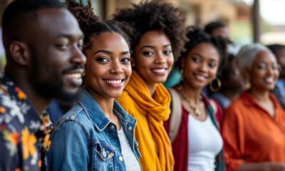 Diverse voters at a polling station ready to vote.