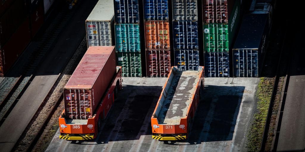 a couple of cargo containers sitting next to each other