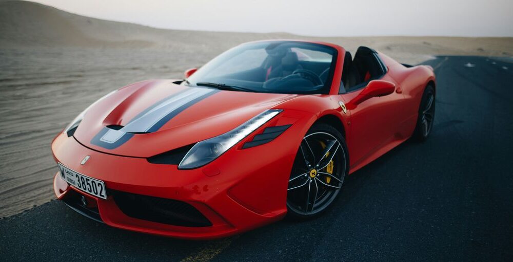 red Ferrari F430 Scuderia on road