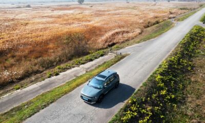 a car driving on a road