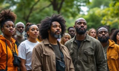 Group of individuals united in a park setting.