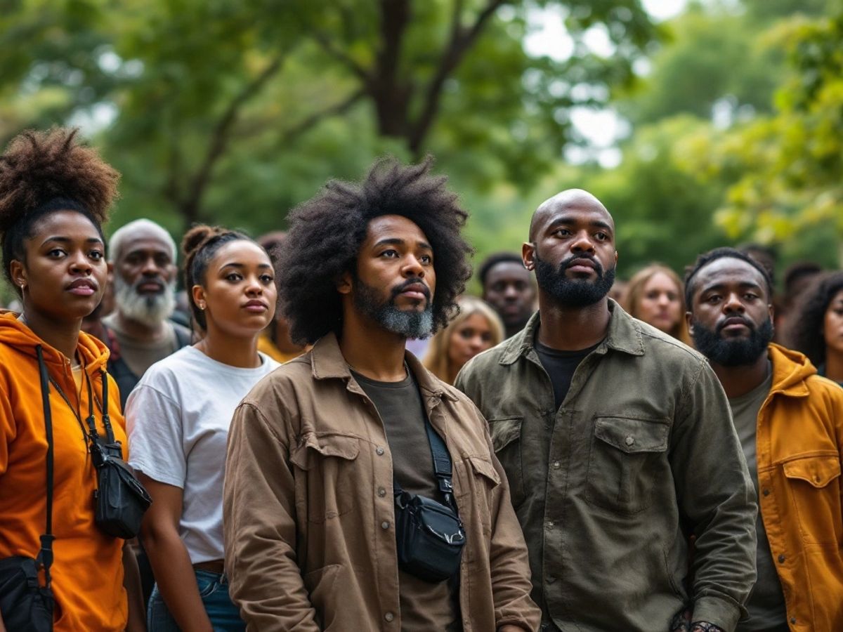 Group of individuals united in a park setting.