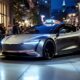 Tesla robotaxi in an urban environment with onlookers.