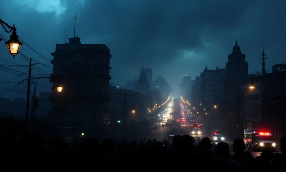 Dark cityscape of Havana during a power outage.