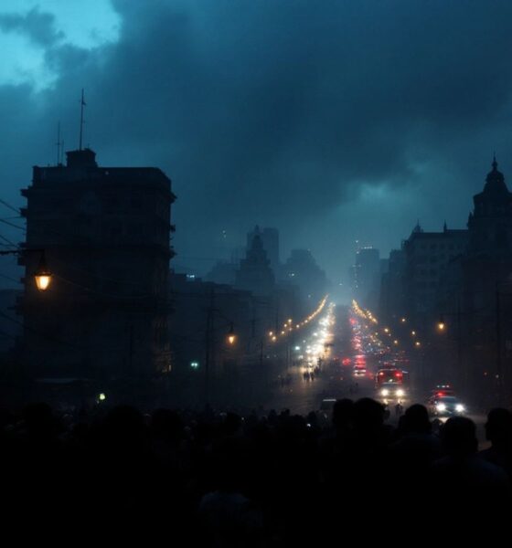 Dark cityscape of Havana during a power outage.