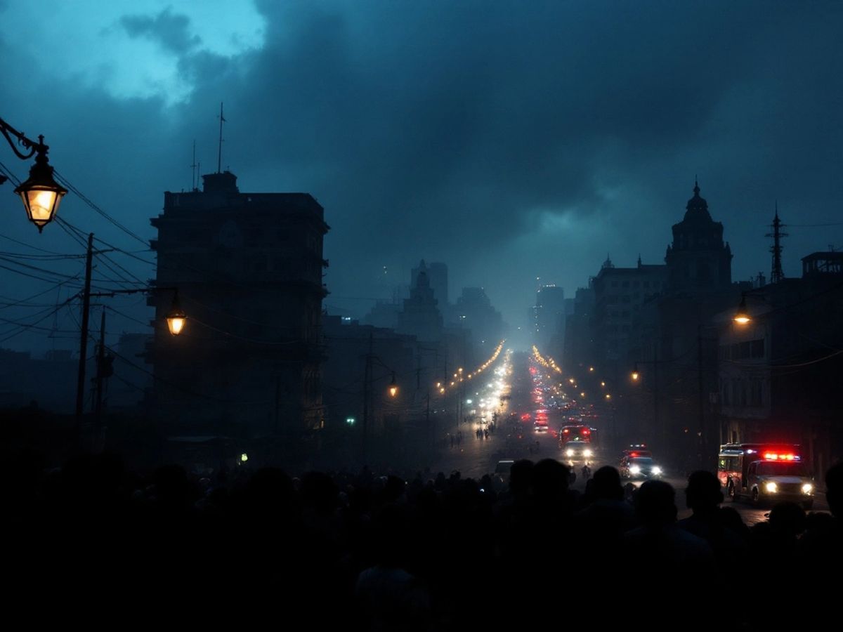 Dark cityscape of Havana during a power outage.