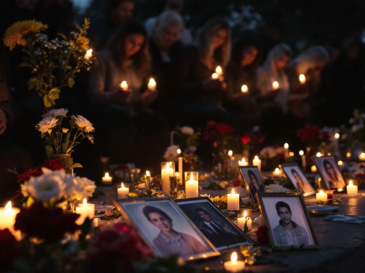 Mourners at a candlelight vigil for shooting victims.