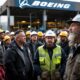 Boeing machinists united during a strike outside factory.