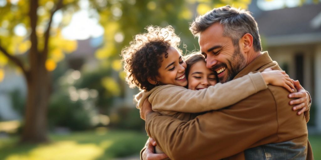 Happy family embracing in Bathurst, celebrating togetherness.