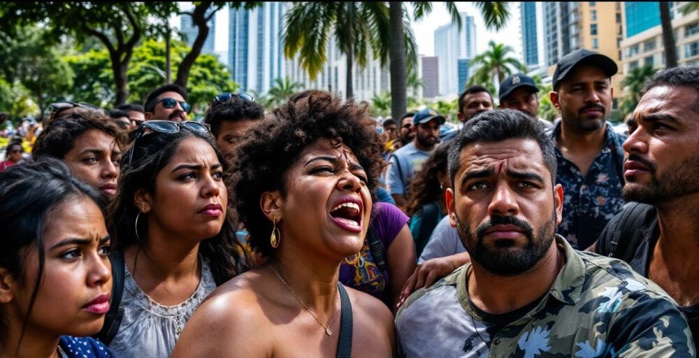 Venezuelan migrants in Miami expressing concern and solidarity.