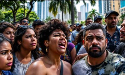 Venezuelan migrants in Miami expressing concern and solidarity.