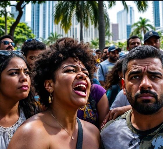 Venezuelan migrants in Miami expressing concern and solidarity.
