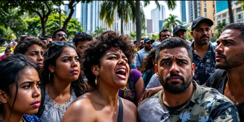 Venezuelan migrants in Miami expressing concern and solidarity.