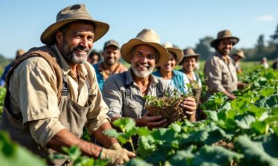 Diverse immigrant workers in a Georgia agricultural field.