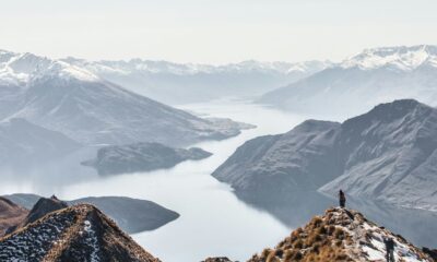 landscape photography of river between hills