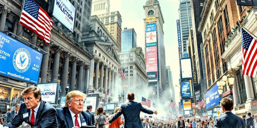 Wall Street traders in a busy financial district.