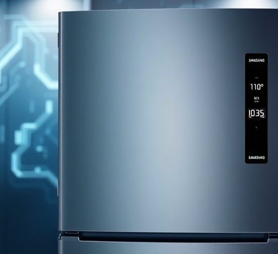 Samsung refrigerator with AI Hybrid Cooling Technology at CES 2025.