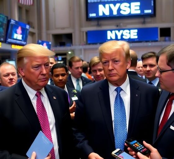 Trump on the NYSE trading floor with traders.