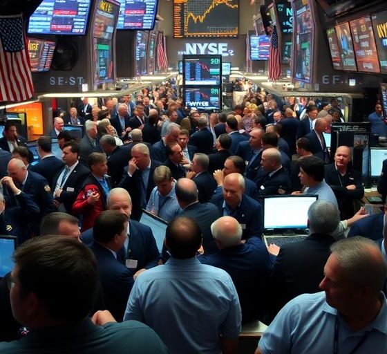 Traders in a frantic environment following market plunge.