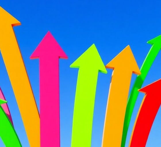 Colorful arrows illustrating stock market growth and optimism.