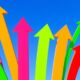 Colorful arrows illustrating stock market growth and optimism.