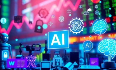 Colorful AI icons depicting technology and innovation.