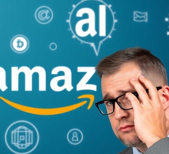 Investor looking at Amazon logo with AI icons around.