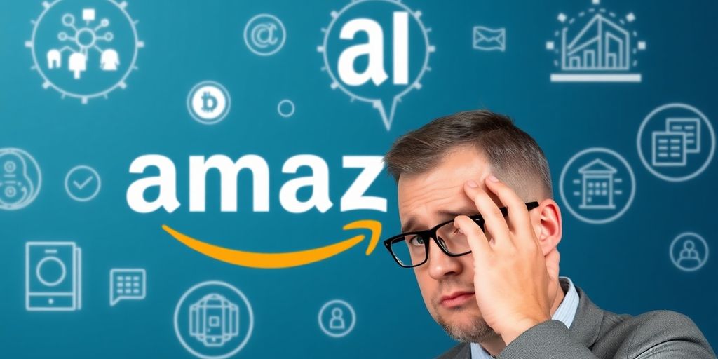 Investor looking at Amazon logo with AI icons around.