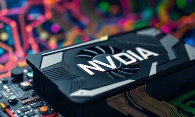 Nvidia GPU with AI-themed visuals and vibrant colors.