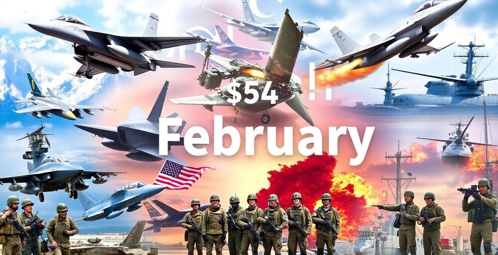 Military equipment and defense elements for February investment.