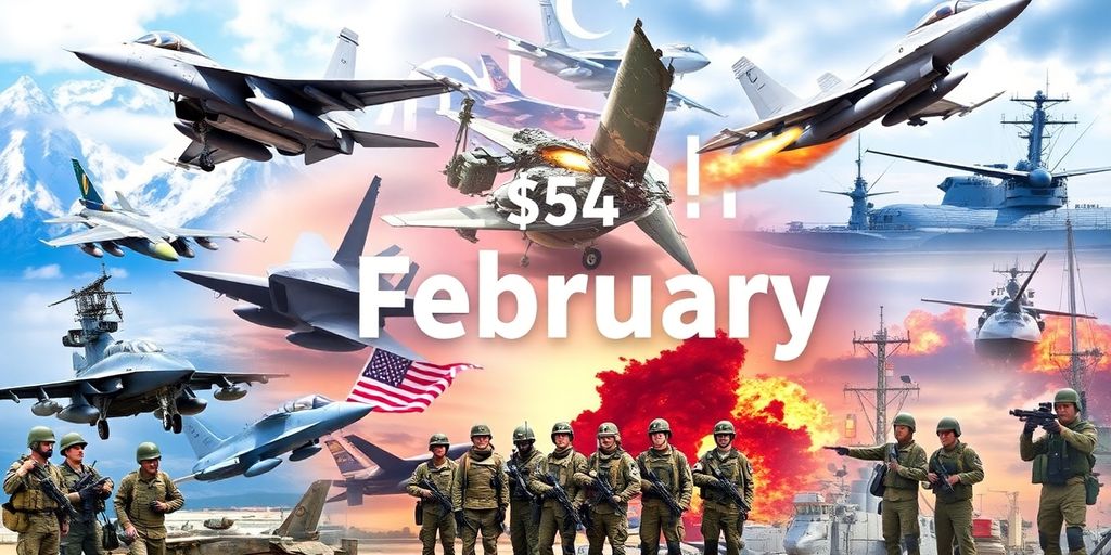 Military equipment and defense elements for February investment.