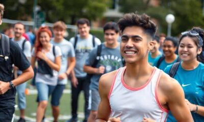 Student-athletes competing on campus, showcasing diversity and inclusion.