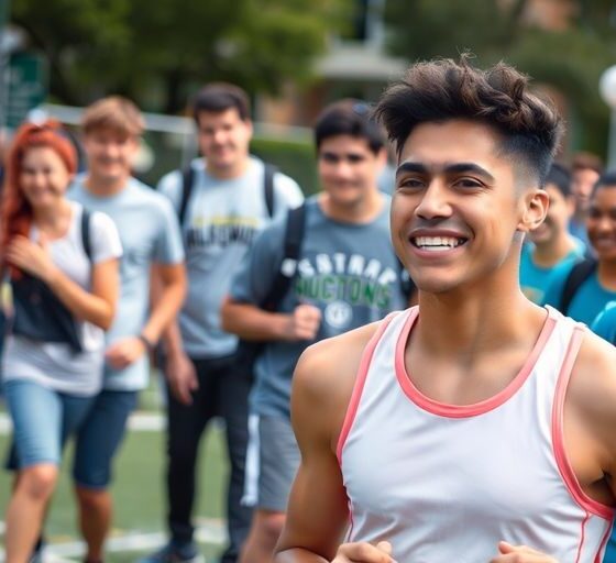 Student-athletes competing on campus, showcasing diversity and inclusion.
