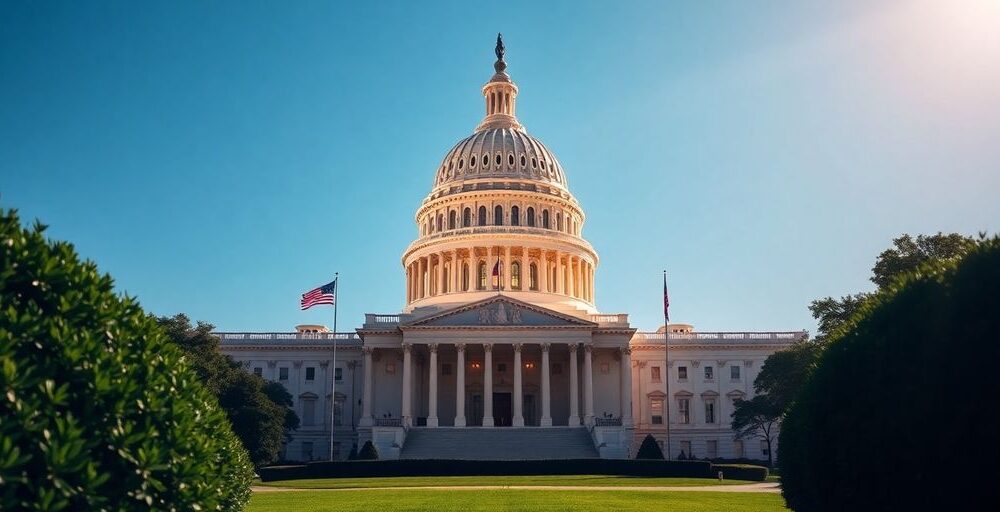 U.S. Capitol building against clear sky.