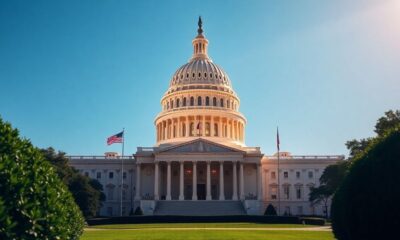 U.S. Capitol building against clear sky.