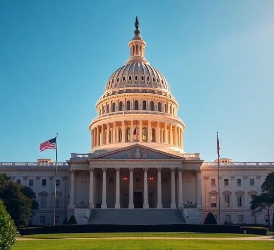 U.S. Capitol building against clear sky.