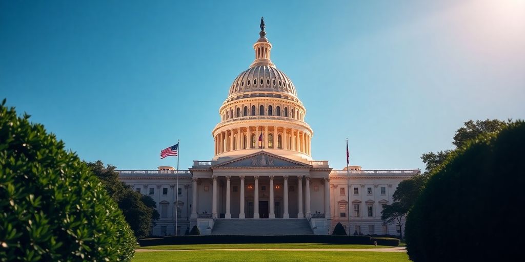 U.S. Capitol building against clear sky.