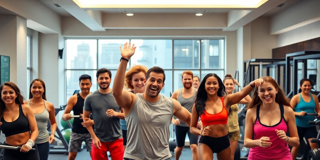 People enjoying fitness activities at a New York sports club.