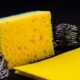 yellow sponge between two steel wools