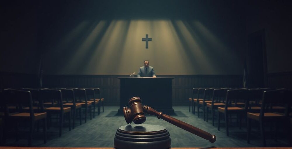 Courtroom scene reflecting tension over habeas corpus elimination.