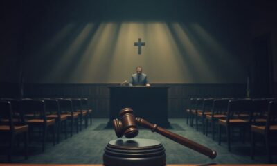 Courtroom scene reflecting tension over habeas corpus elimination.