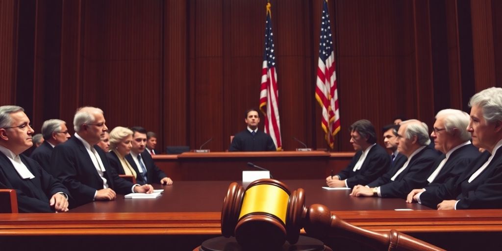 Supreme Court justices deliberating on birthright citizenship issue.