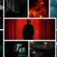 Collage of scenes from new true crime documentaries.