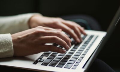 person using laptop