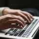 person using laptop