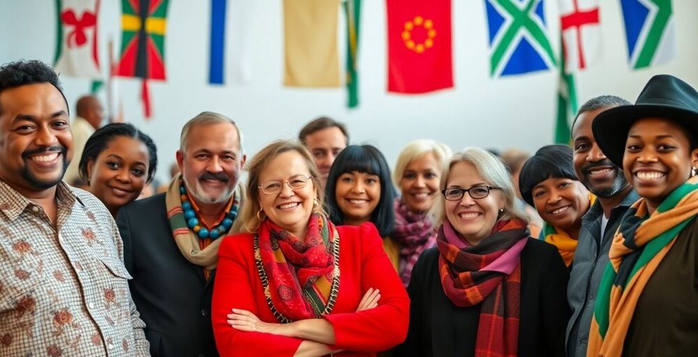 Afrikaner group smiling in a welcoming environment.